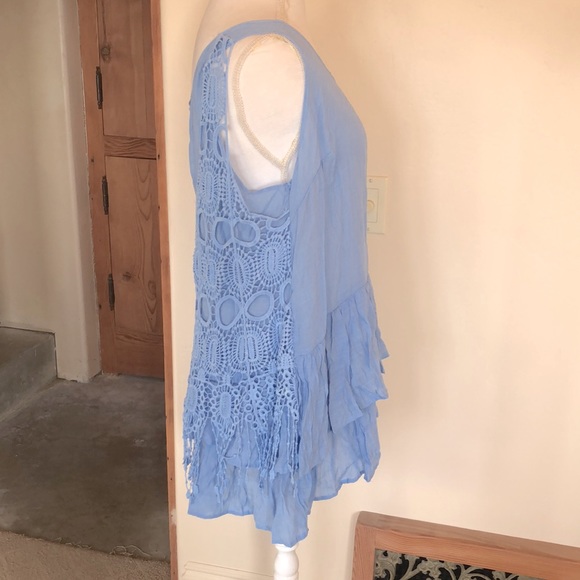 Beautiful Plus Size One World Light Blue Blouse - Picture 3 of 7